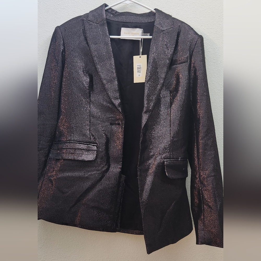 Ramy Brook jacket size 8 in metallic black